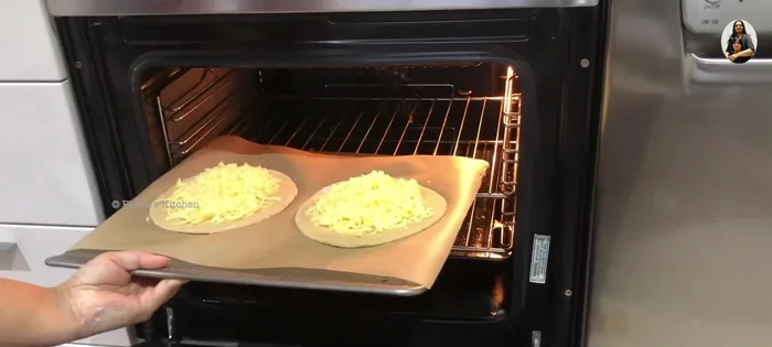 Bake the Cheese Manakish: Bake for 15 minutes.