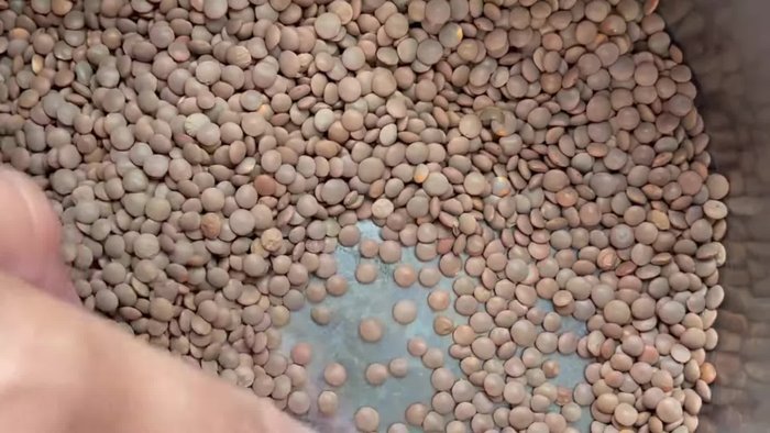 Combine the lentils with 5 cups of water in a pot. Bring to a boil, then reduce heat and simmer for 20 minutes, removing any white foam that forms.