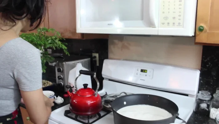In a large pot, combine the Doogh (or yogurt mixture), rice and egg mixture. Bring to a boil over high heat, stirring constantly to prevent separation.
