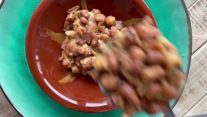 Plate the Foul Mudamas in a bowl (terra cotta is traditional).