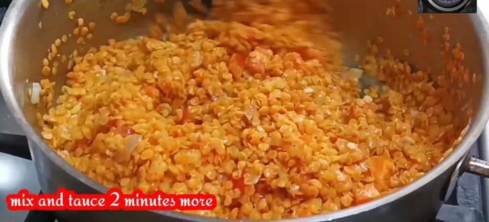 Mix well and add enough water to cover the lentils.