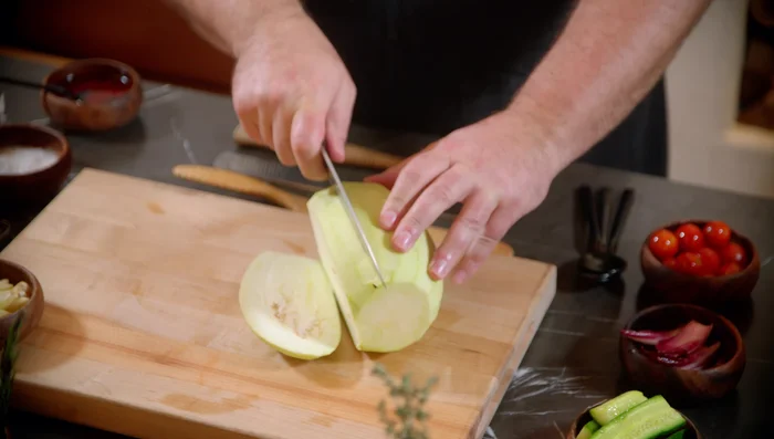 Cook the eggplants until softened.