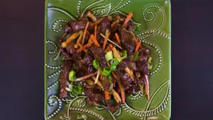 Stir-fried Ginger Beef with Shimeji Mushrooms - Indo-Chinese Delight