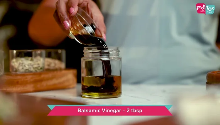 Make the balsamic vinaigrette dressing: In a bottle, combine olive oil, balsamic vinegar, finely chopped garlic, honey or maple syrup, salt, pepper, mustard sauce (optional), and dried basil or thyme. Shake well until blended.