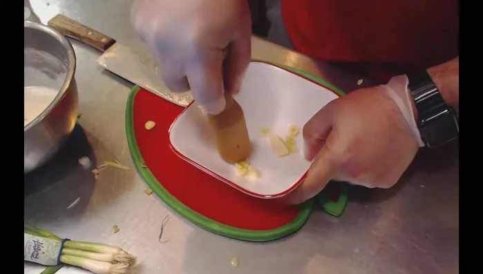 Pound garlic and add it to the sauce. Add salt to taste. (273.17)