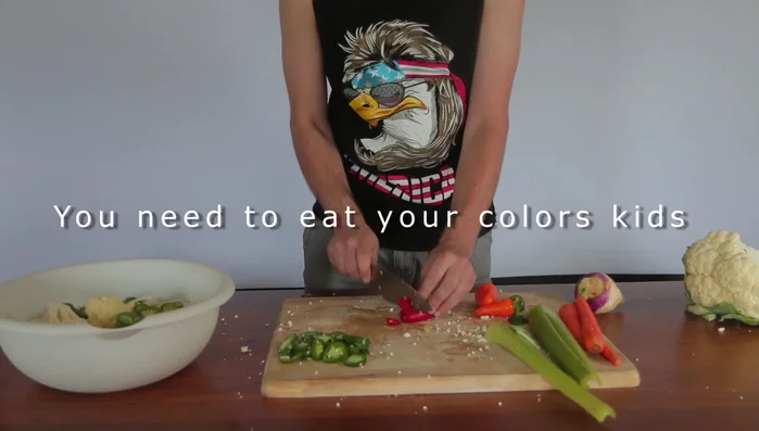 Add a few pieces of bell pepper for color (optional).