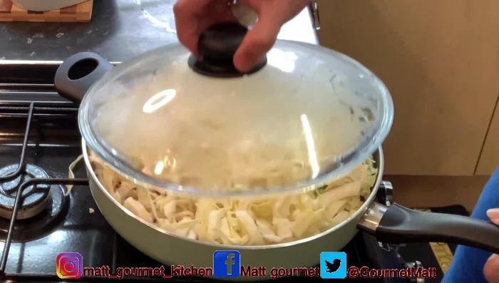 Steam the cabbage for a minute or two, then mix it with the carrots and other vegetables.