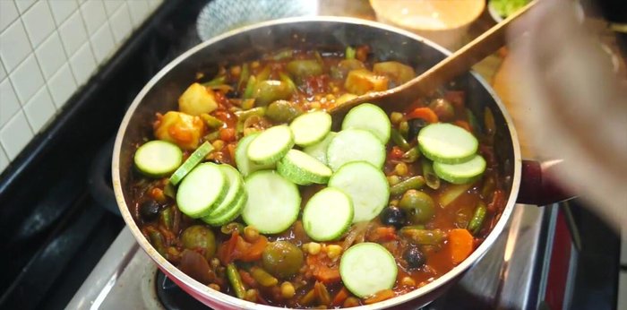 Add zucchini and bell peppers. Cook for 4-5 minutes until slightly tender but still crunchy.