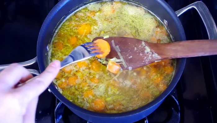Remove thyme sprigs (if used) and let the soup cool for 10 minutes.