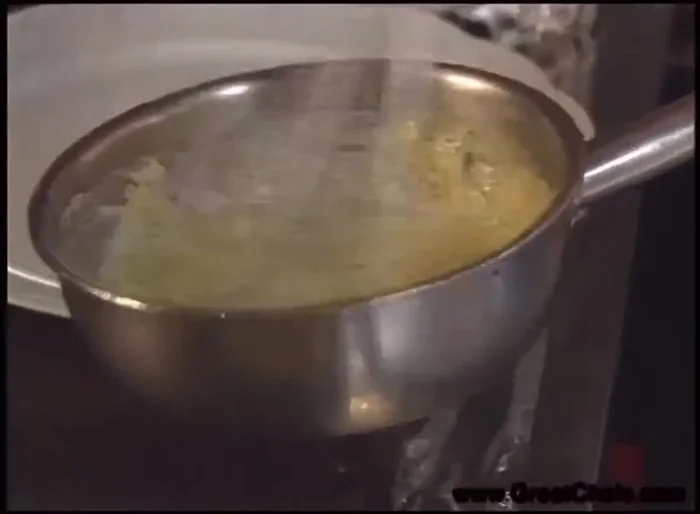 Before serving, whisk butter into the potato marjoram sauce until it reaches a sauce-like consistency. If too thick, add more stock.