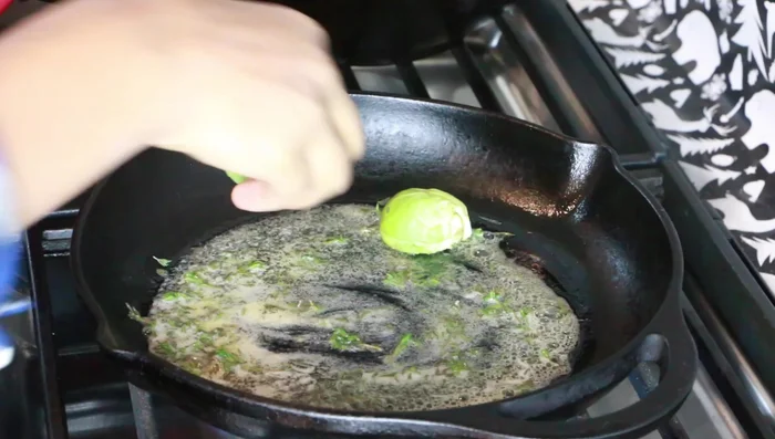 Add Brussels sprouts, cut side down, to the pan. Cook until caramelized.