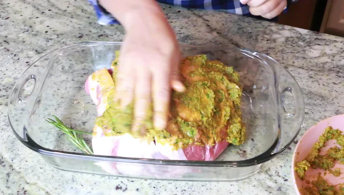 Rub the marinade all over the lamb. Marinate overnight or for at least 4-5 hours.