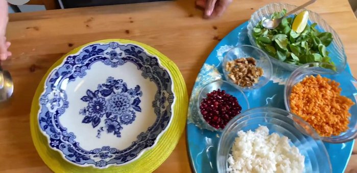 Cut corn salad into smaller pieces.