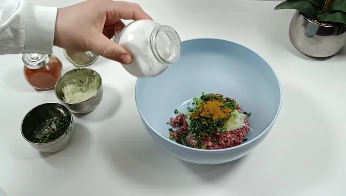 Prepare the meatballs: Mix meatballs, grated onion, herbs, meatball spices (or substitutes), salt, cumin, and shablog. Form small balls.