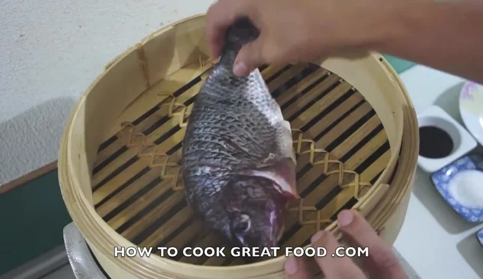 Add the fish to a bamboo steamer and steam for 15-20 minutes.
