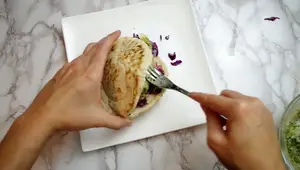 Roasted Cod with Tahini-Herb Sauce & Pickled Cabbage