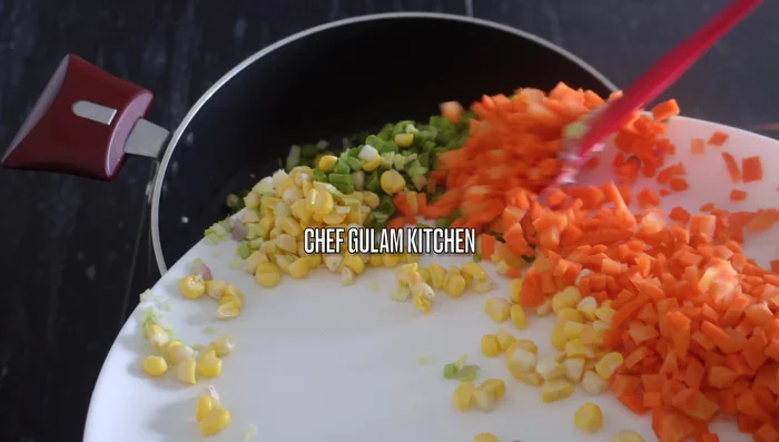 Add chopped cabbage, beans, carrot, and sweet corn. Sauté for 5 minutes until fragrant.