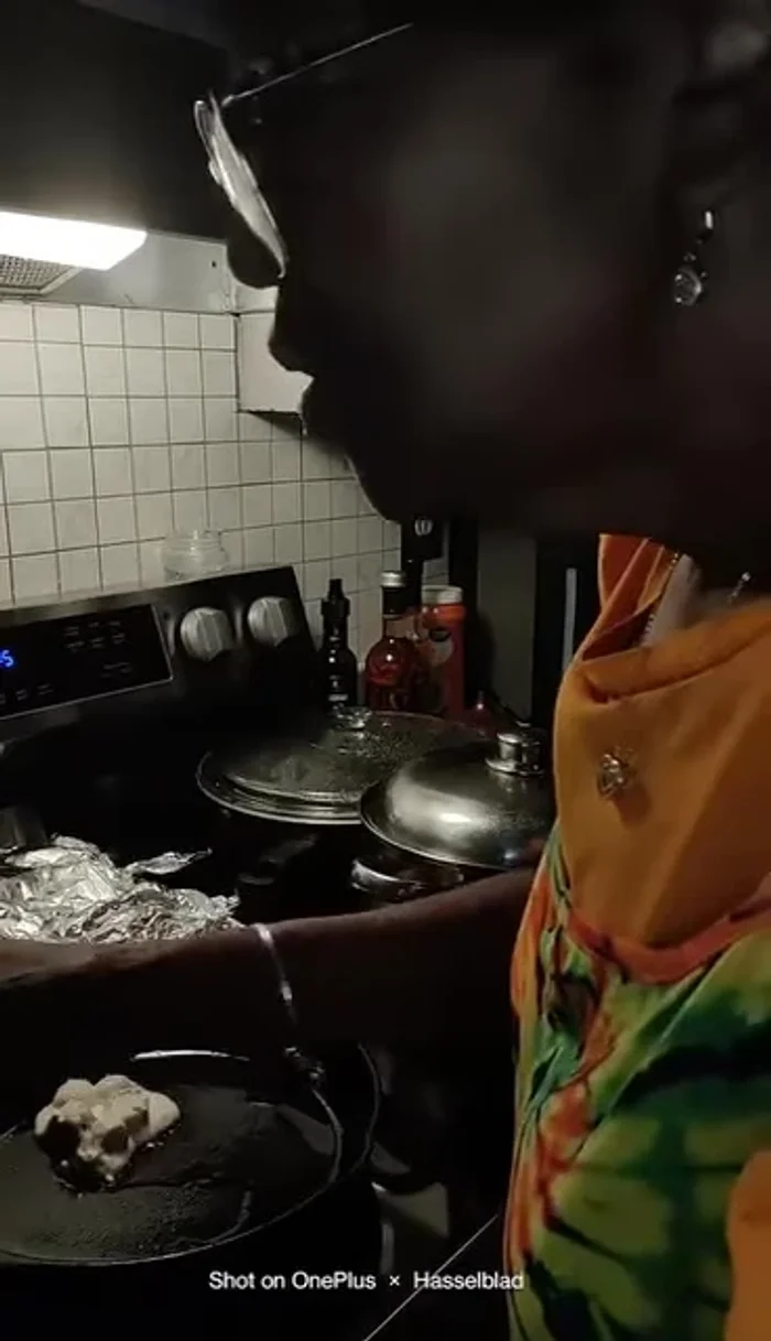 Pour batter into the hot skillet, creating small cakes or pancakes.