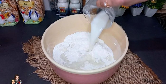 Add buttermilk to the dry ingredients, mix well, and knead until a soft dough forms. (54.96)