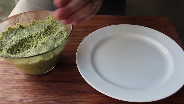 Shape the mixture into small balls or patties using a sorbet scoop or your hands (moisten your hands for easier shaping).