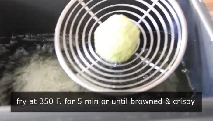 Deep fry the falafel in 350-degree oil for about 5 minutes, or pan-fry for a couple of minutes per side until golden brown and crispy.