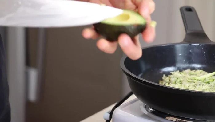 For the avocado salsa, combine avocados, red chili, cherry tomatoes, lime juice, vinegar, olive oil, and pink salt.