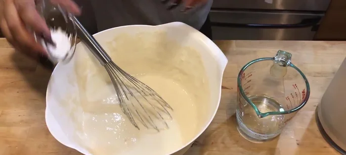 Add baking powder and mix.