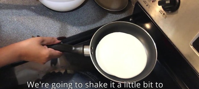 Shake the pan to spread the batter evenly.