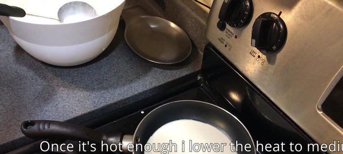 Cook until bubbles start to form on the surface.