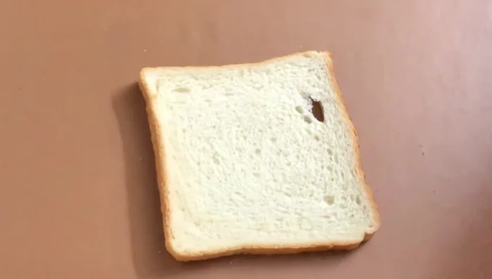 Clean the bread slices and lightly moisten them with water using a brush. Avoid using too much water. (41.7)