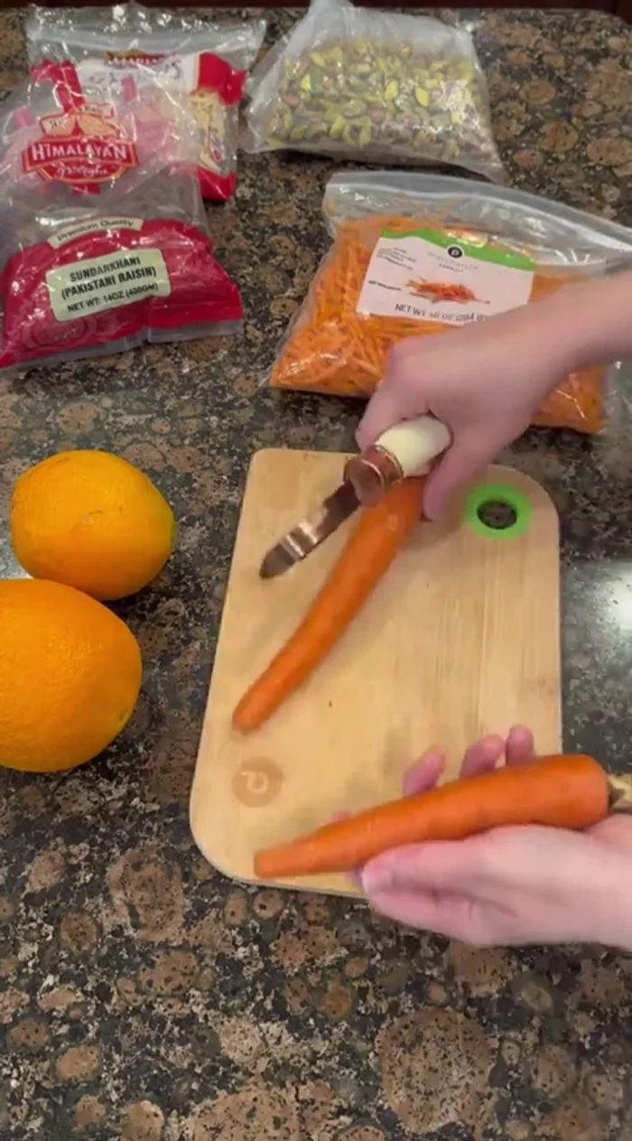 Prepare the carrots: If using regular carrots, peel and julienne them. Otherwise, use pre-cut matchstick carrots.