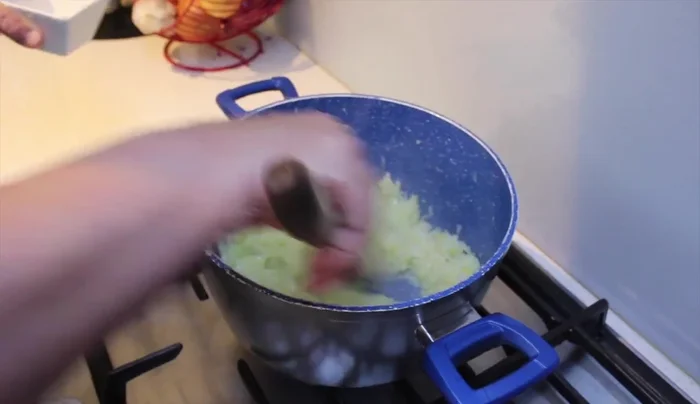 Add minced garlic and cook for about a minute until fragrant.