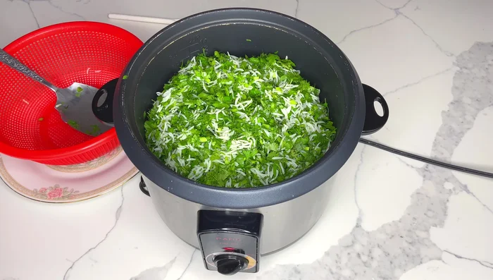 Poke holes in the rice using a spoon and add ¼ cup of water to prevent dryness. Steam for 20-30 minutes.