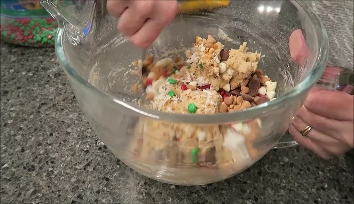 Stir in your leftover cookie ingredients.