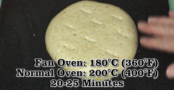 Bake in a preheated oven at 180°C (200°C conventional oven) for about 20 minutes, or until golden brown.