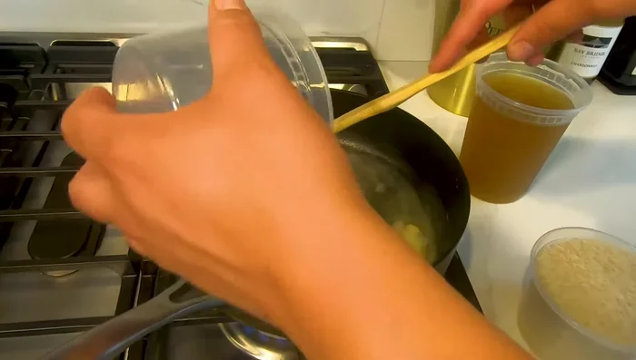 Add the diced onion and sweat until translucent (about 10 minutes). Do not brown the onions.