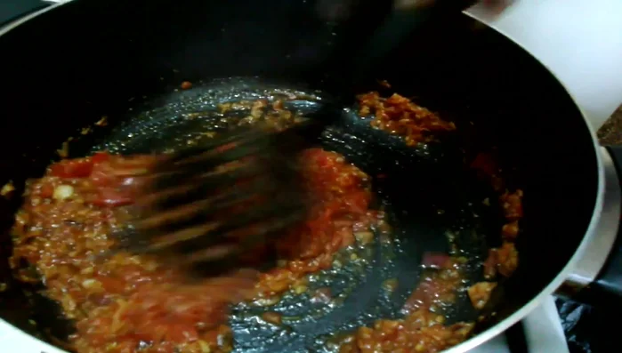 Add beef cubes and choosy mix. Be careful with salt at this stage.